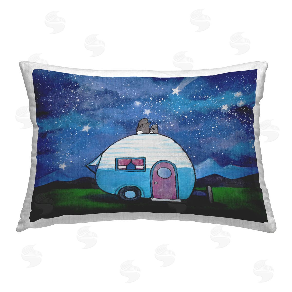 Andrea Doss Camping Rabbits & Stars Printed Plush Polyester Throw Pillow