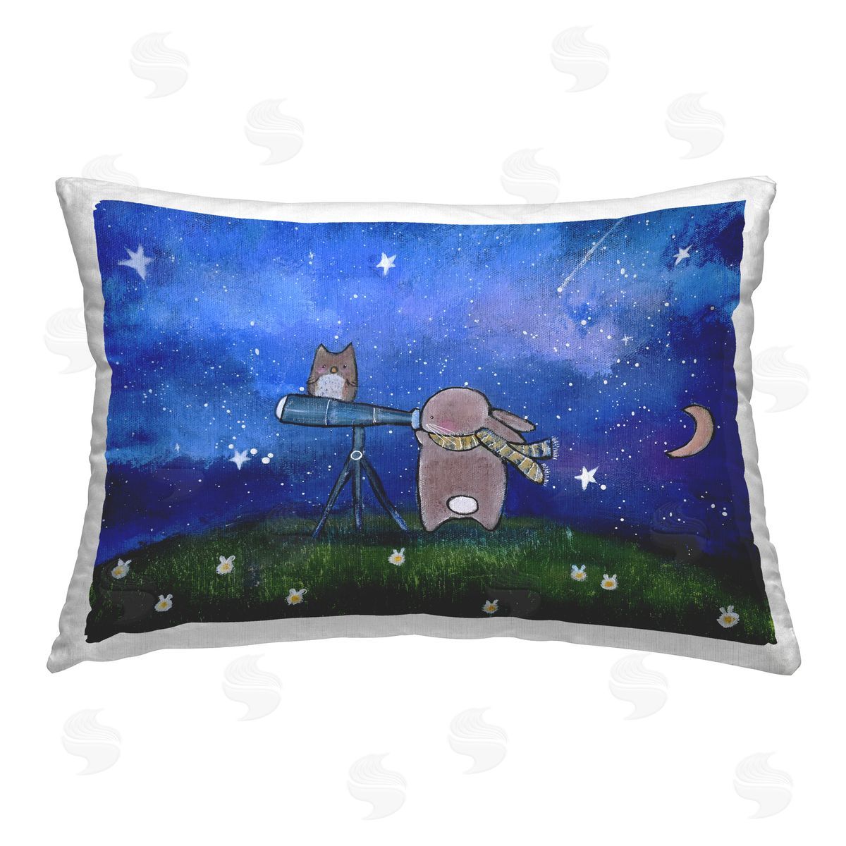 Andrea Doss Star Gazing Bunny Printed Plush Polyester Throw Pillow