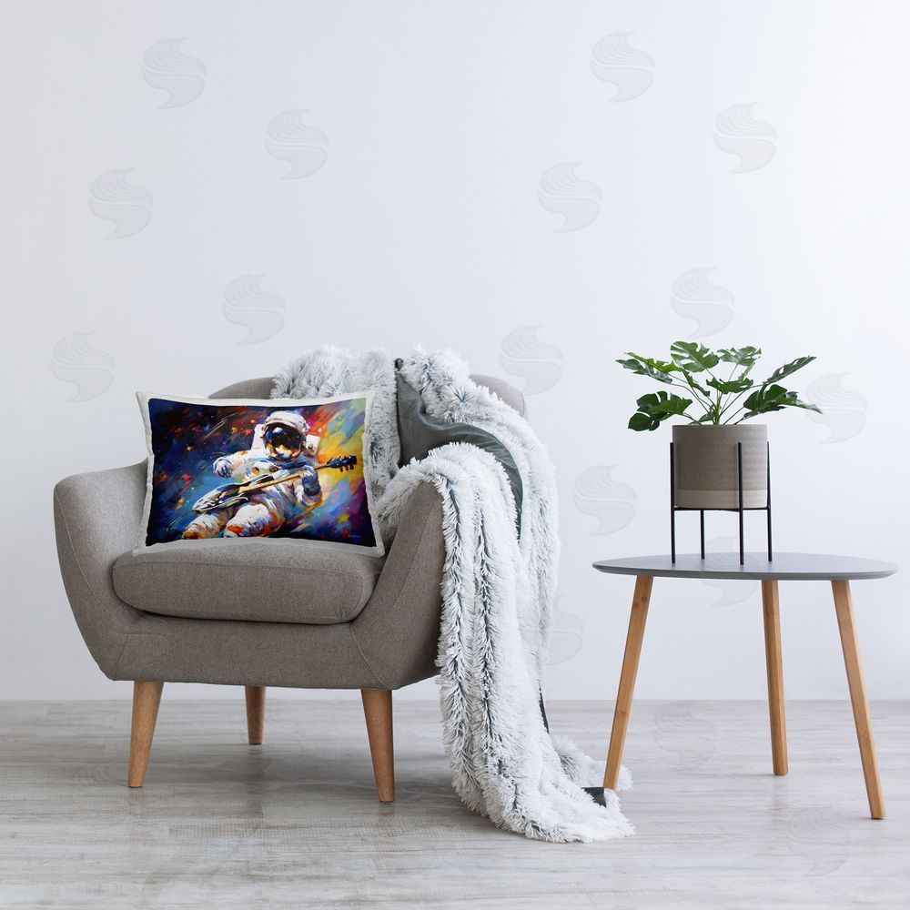 Leon Devenice Melodies Beyond Earth Printed Plush Polyester Throw Pillow On Chair