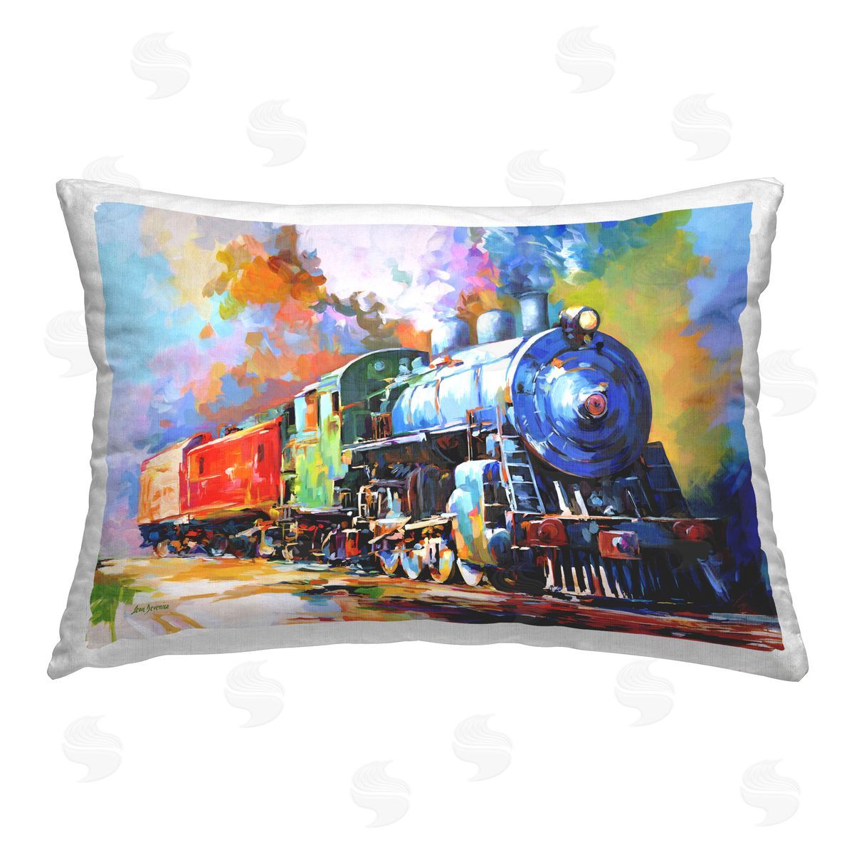 Leon Devenice The Last Train Printed Plush Polyester Throw Pillow