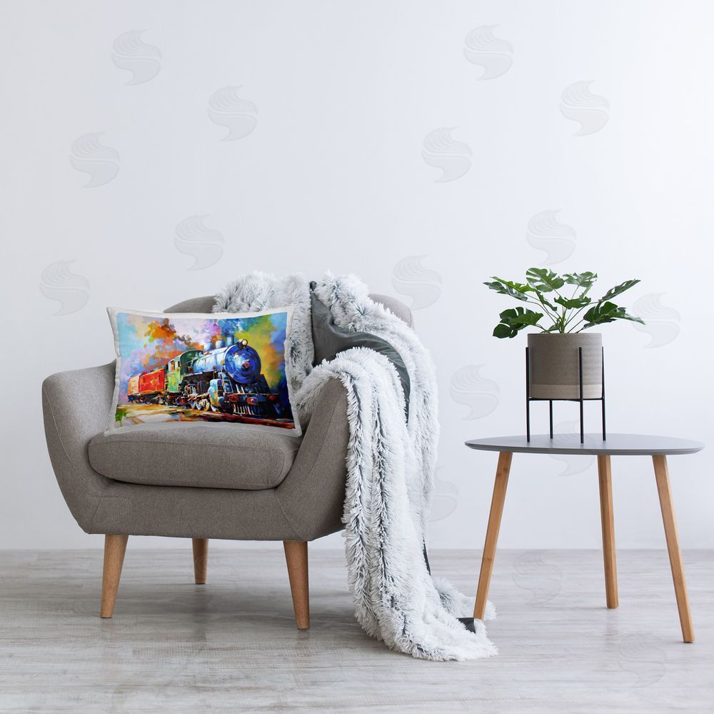 Leon Devenice The Last Train Printed Plush Polyester Throw Pillow On Chair