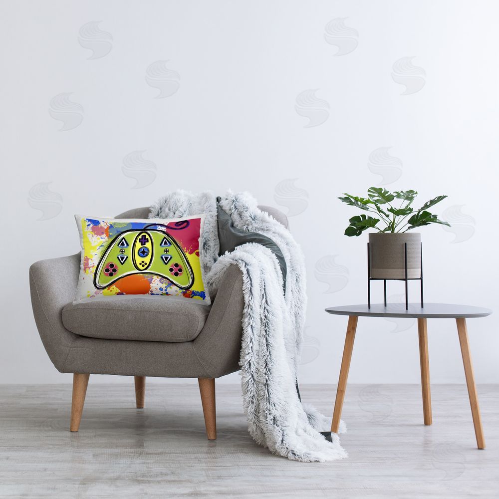 Matthew Piotrowicz Modern Pop Controller Printed Plush Polyester Throw Pillow On Chair