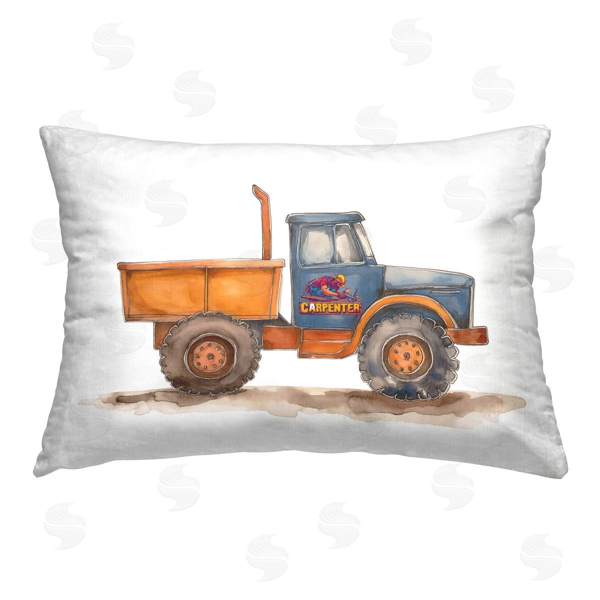 Steve Hunziker Carpenter Construction Truck Printed Plush Polyester Throw Pillow
