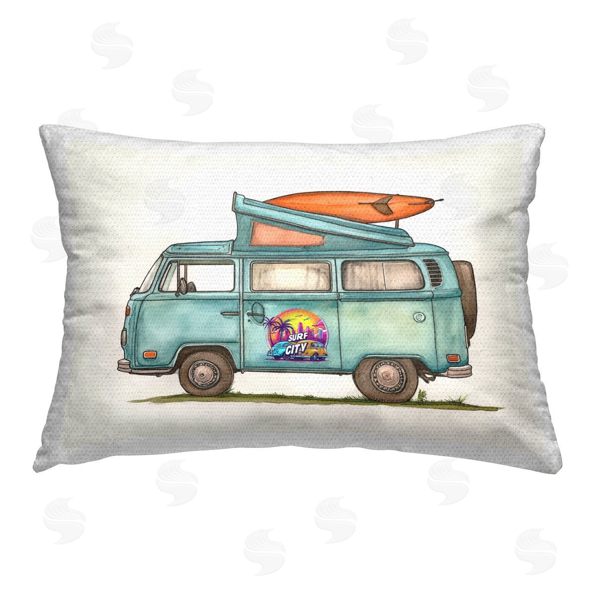 Steve Hunziker Surf City Van Outdoor Quick-Dry Polyester Printed Throw Pillow
