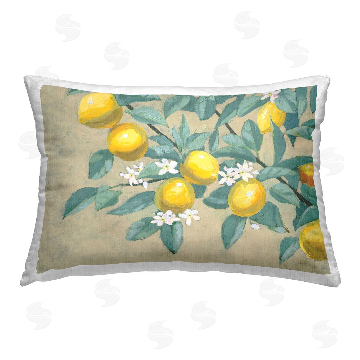 Wellington Studio Classic Vintage Lemons Printed Plush Polyester Throw Pillow