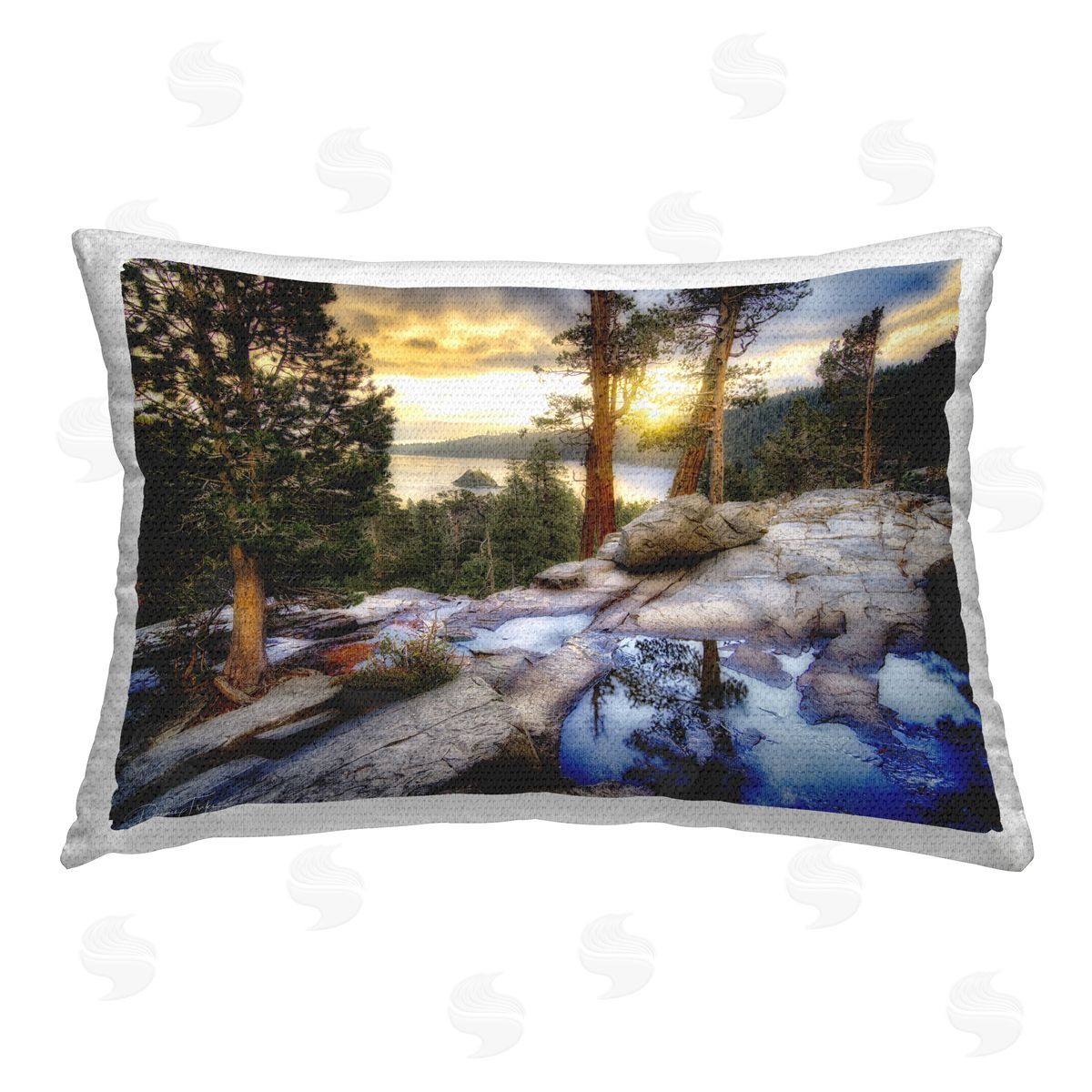 Dennis Frates Forest Cliff Landscape Outdoor Quick-Dry Polyester Printed Throw Pillow