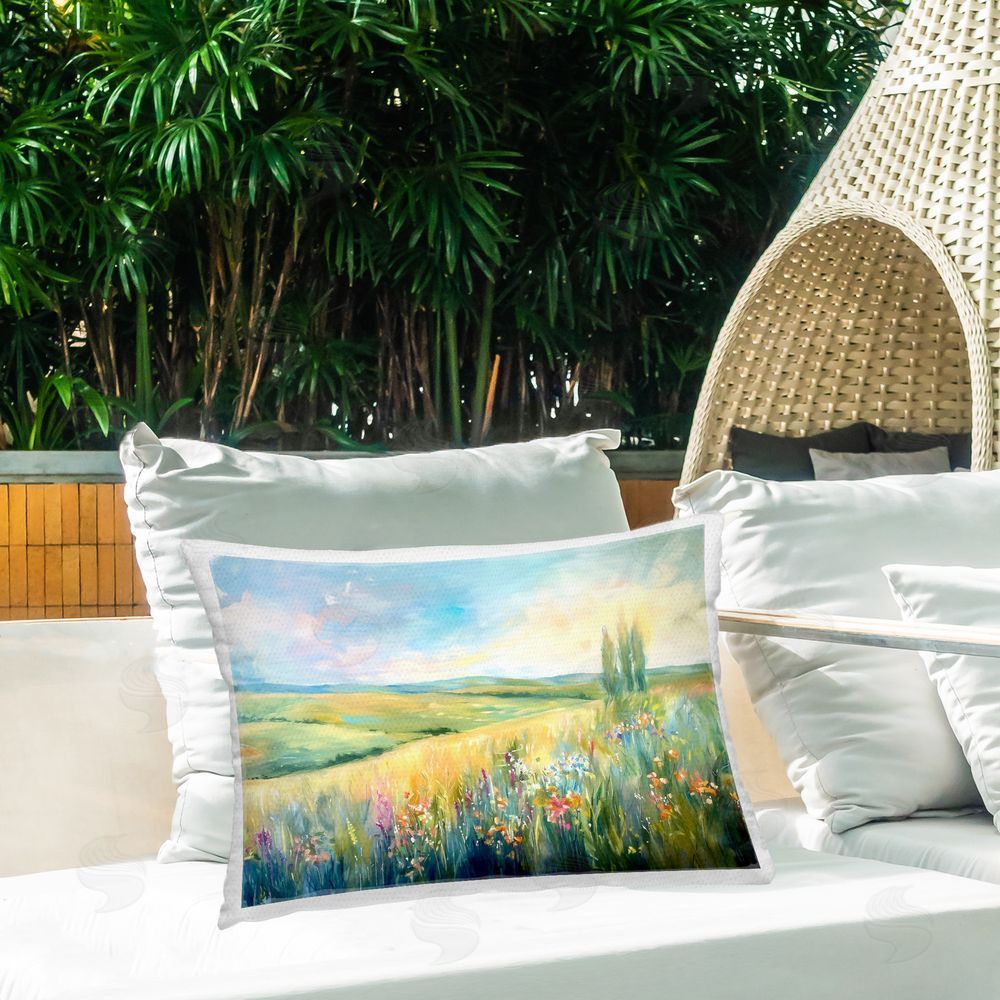 Ramona Murdock Lush Prairie Paradise Outdoor Quick-Dry Polyester Printed Throw Pillow in Back Yard
