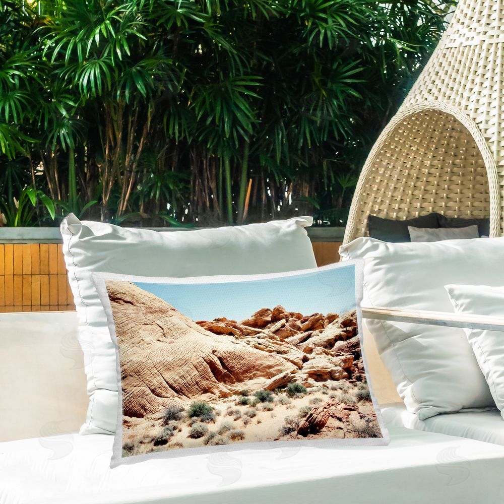 Debbie O'dell Arid Desert Scenery Outdoor Quick-Dry Polyester Printed Throw Pillow in Back Yard
