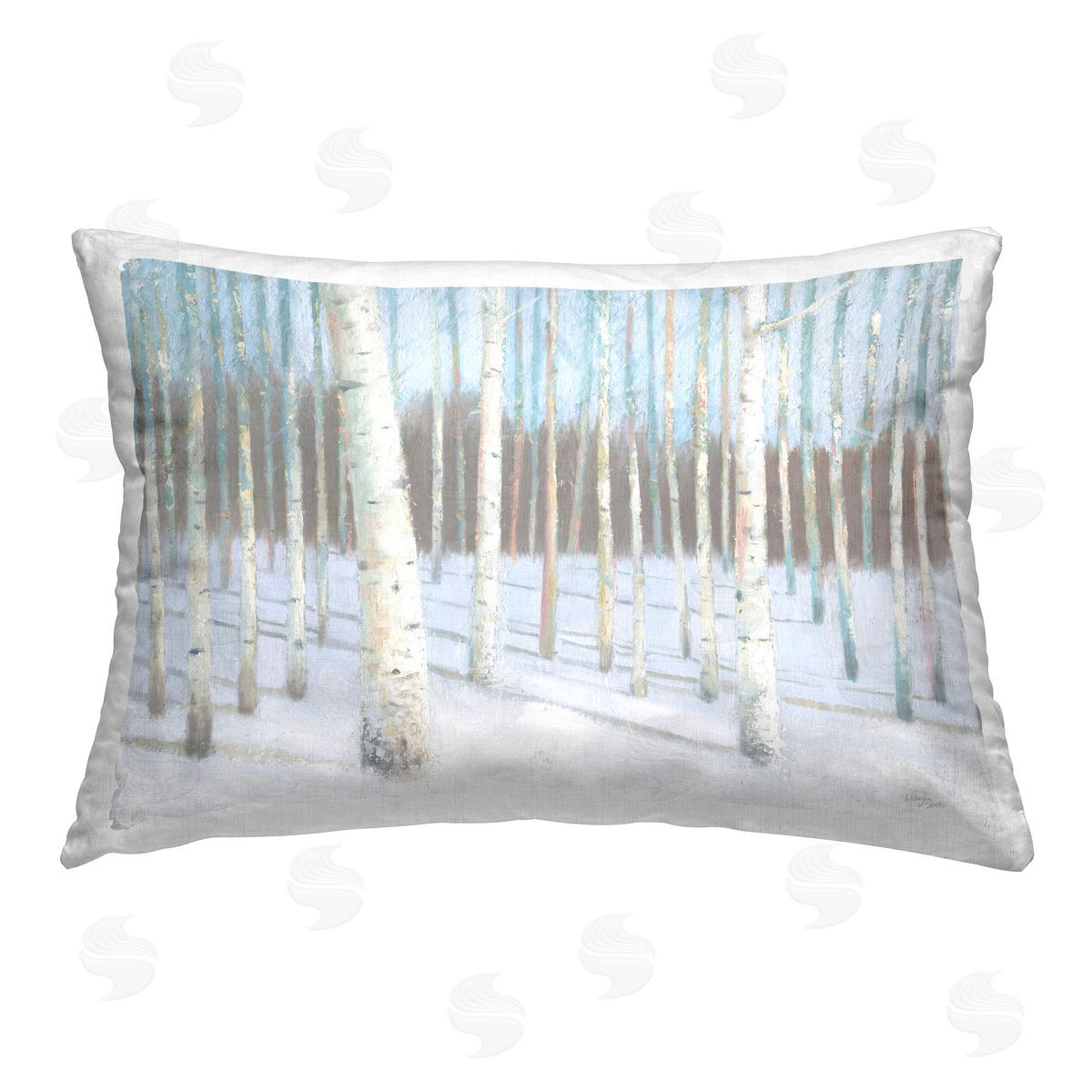 Wellington Studio Winter Birch Forest Printed Plush Polyester Throw Pillow