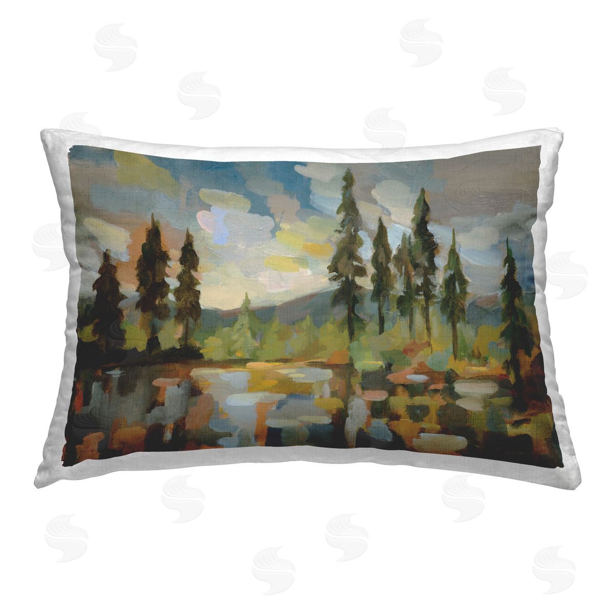 Silvia Vassileva High Mountain Lake Printed Plush Polyester Throw Pillow