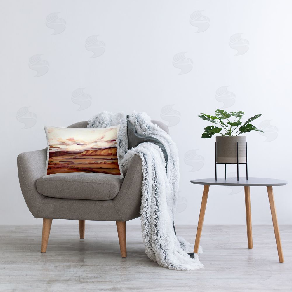 Haley Knighten Mauve Mesa Landscape Printed Plush Polyester Throw Pillow On Chair