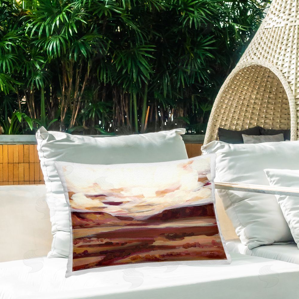 Haley Knighten Canyon Mesa Landscape Outdoor Quick-Dry Polyester Printed Throw Pillow in Back Yard