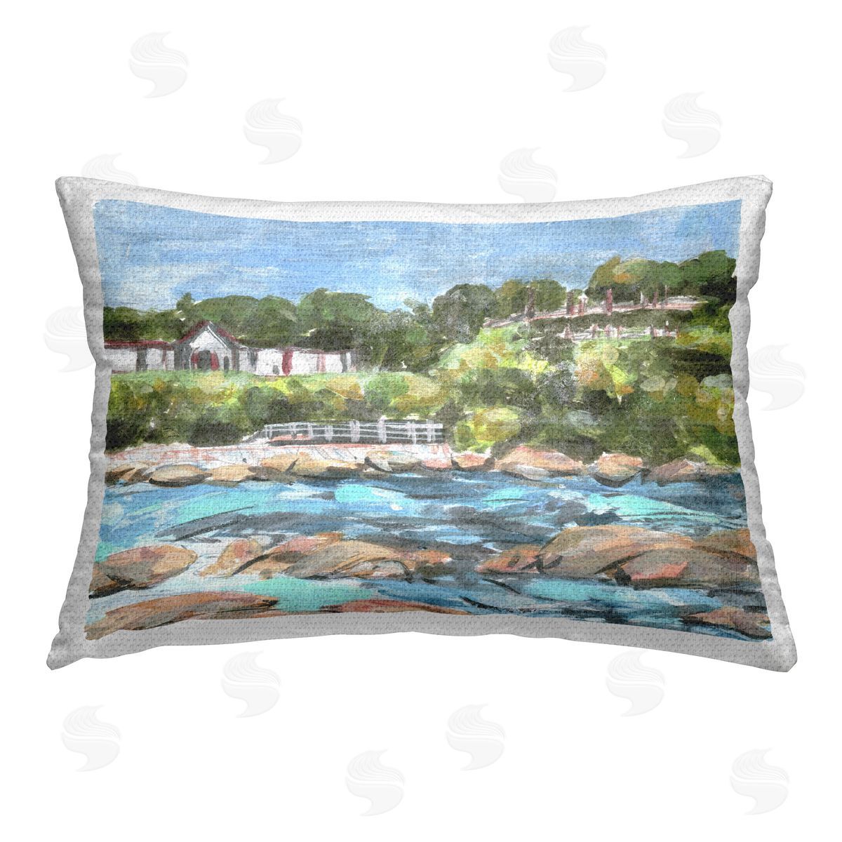 Melissa Wang Rocky Nautical Landscape Outdoor Quick-Dry Polyester Printed Throw Pillow