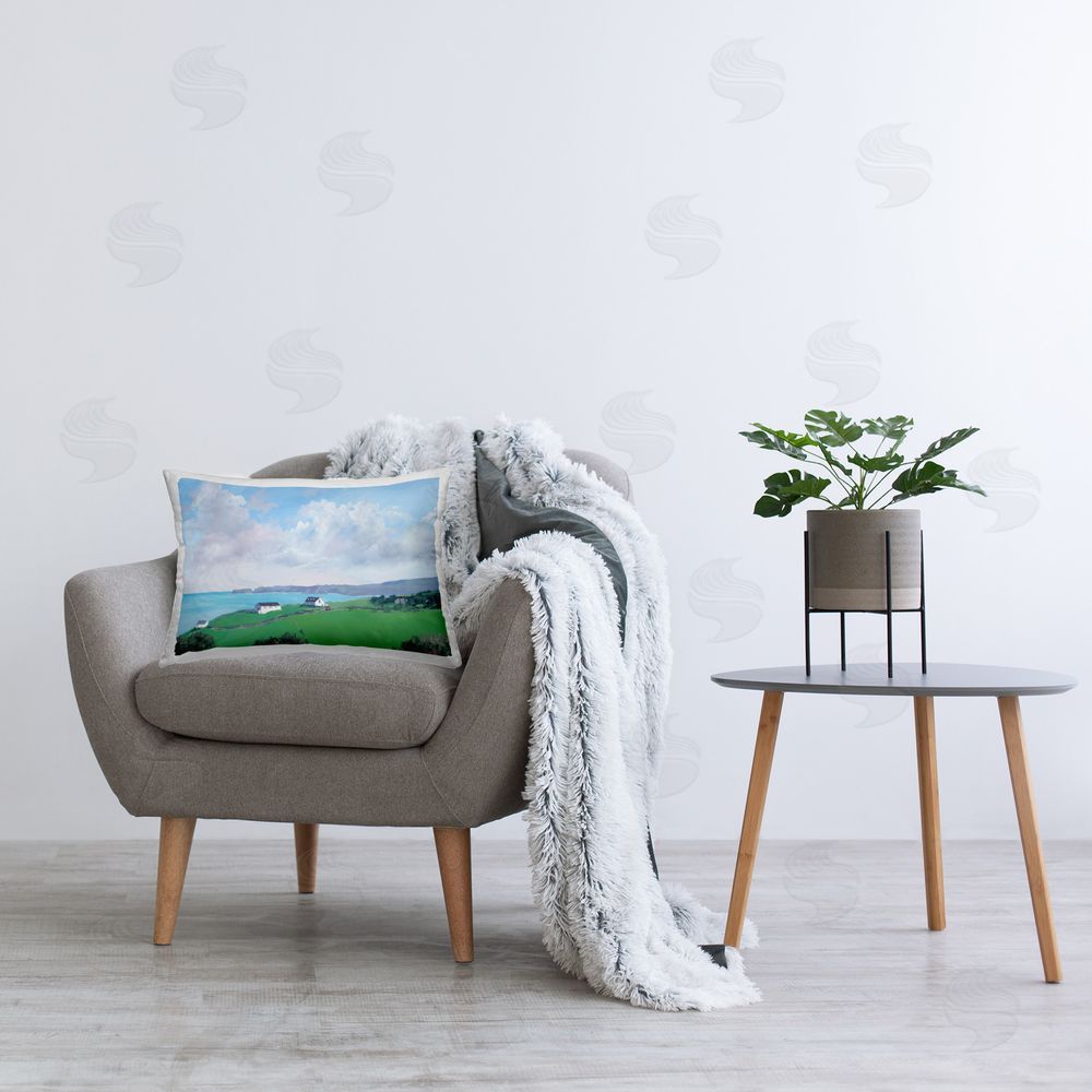 Meredith Howse Coastal Farm Houses Printed Plush Polyester Throw Pillow On Chair