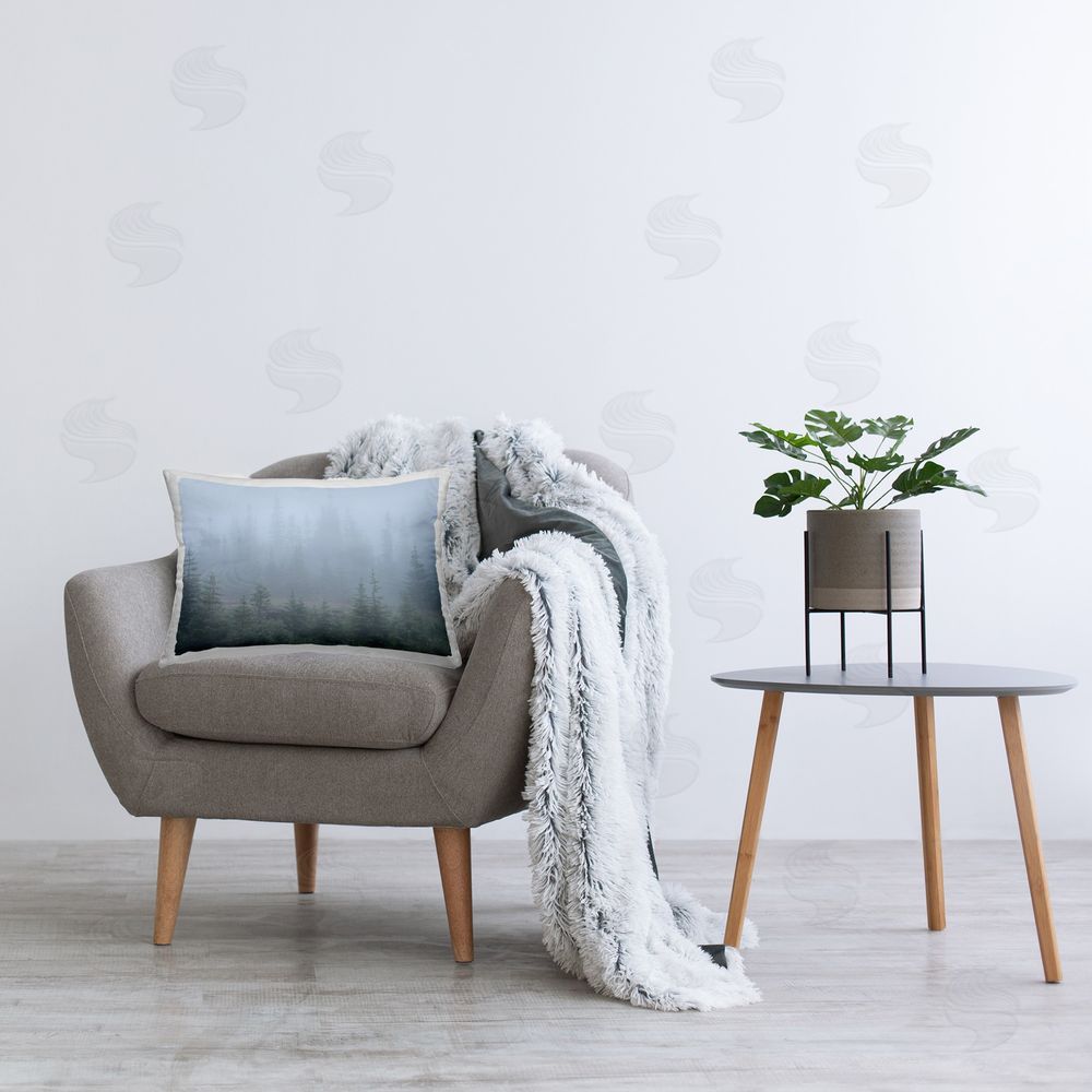 Hunter Page Photography Foggy Forest Trees Printed Plush Polyester Throw Pillow On Chair