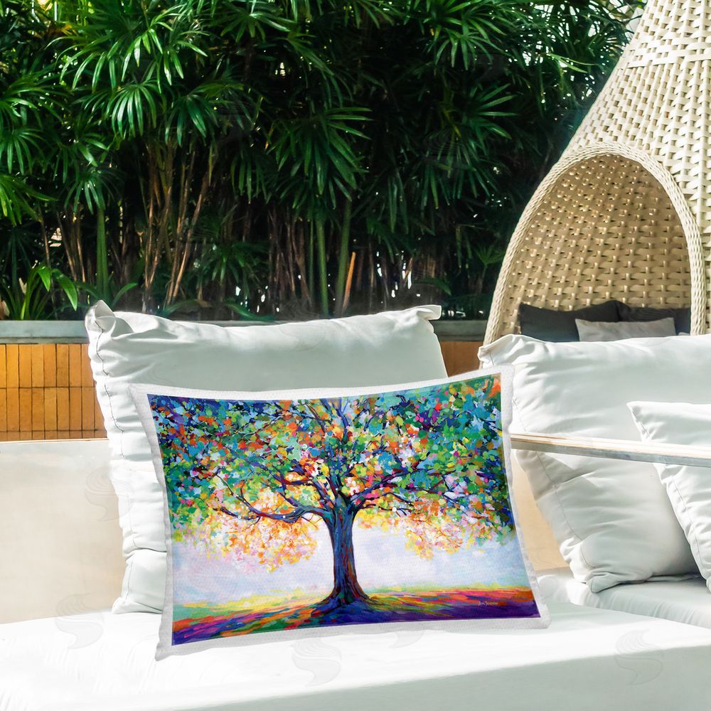 Leon Devenice Tree Of Opportunity Outdoor Quick-Dry Polyester Printed Throw Pillow in Back Yard