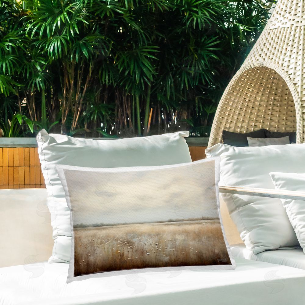 Roozbeh Bahramali Subtle Flower Meadow Outdoor Quick-Dry Polyester Printed Throw Pillow in Back Yard