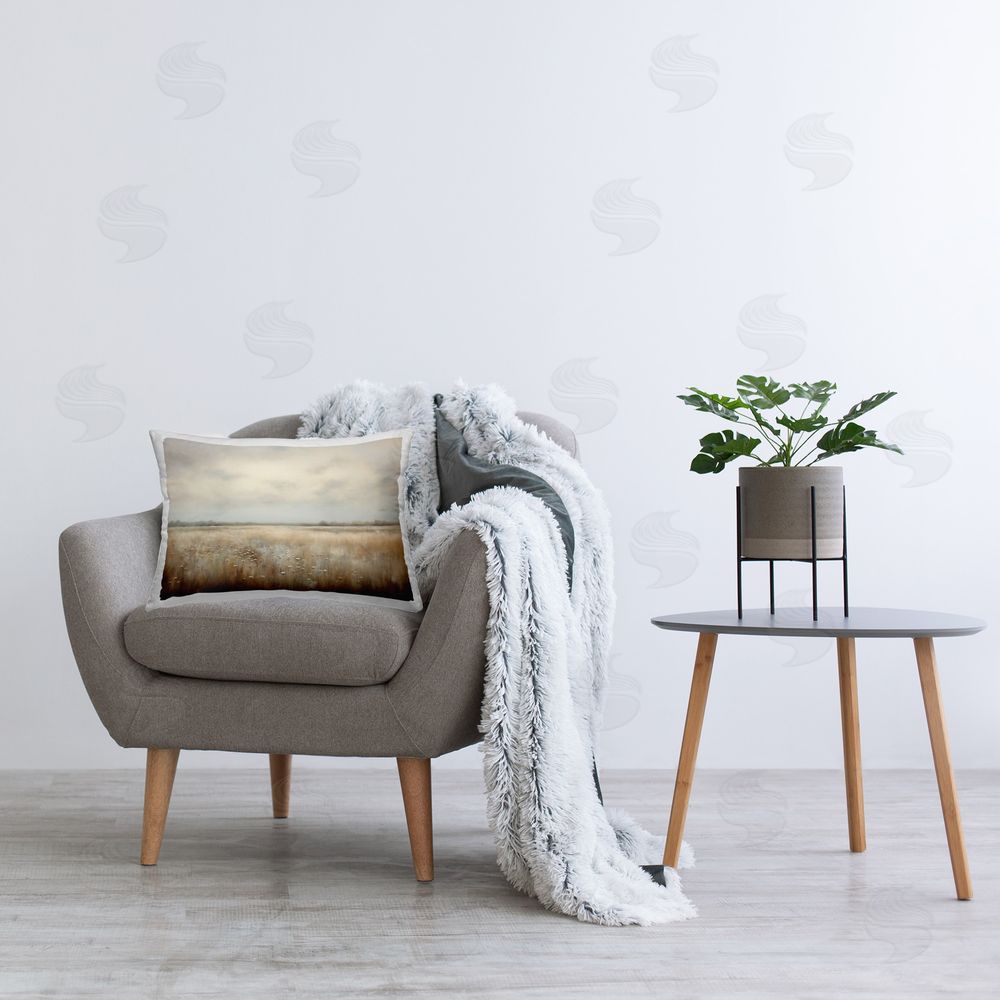 Roozbeh Bahramali Subtle Flower Meadow Printed Plush Polyester Throw Pillow On Chair