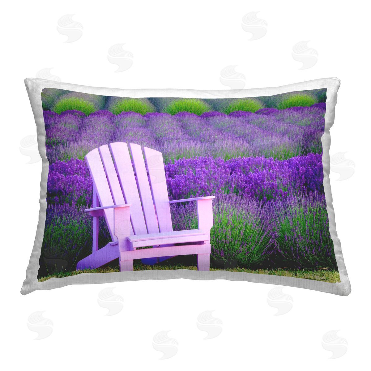 Dennis Frates Chair & Lavender Field Printed Plush Polyester Throw Pillow
