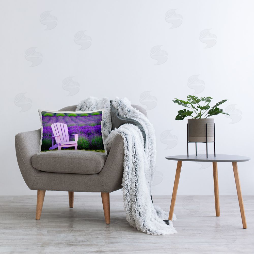 Dennis Frates Chair & Lavender Field Printed Plush Polyester Throw Pillow On Chair