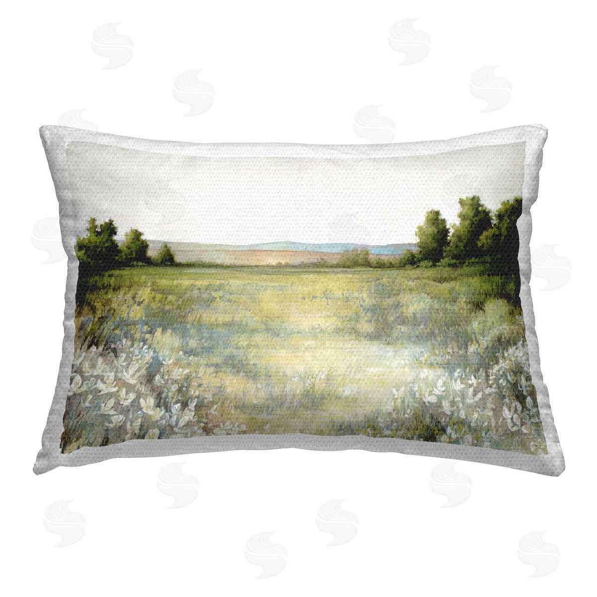 White Ladder White Flowers Meadow Outdoor Quick-Dry Polyester Printed Throw Pillow