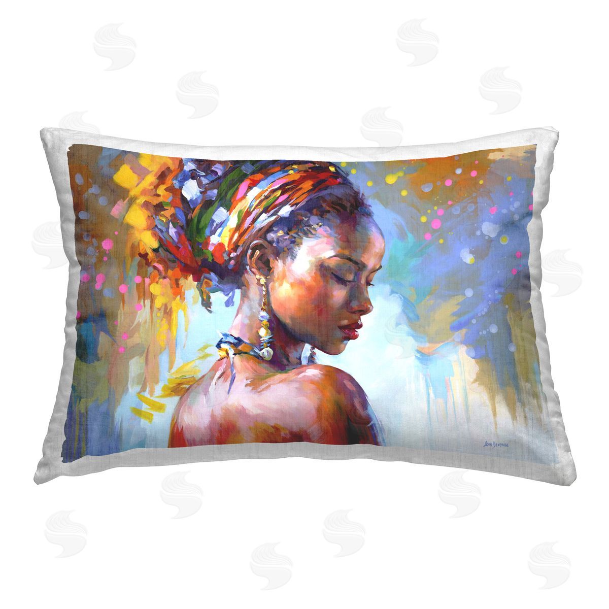 Leon Devenice African Beauty Portrait Printed Plush Polyester Throw Pillow
