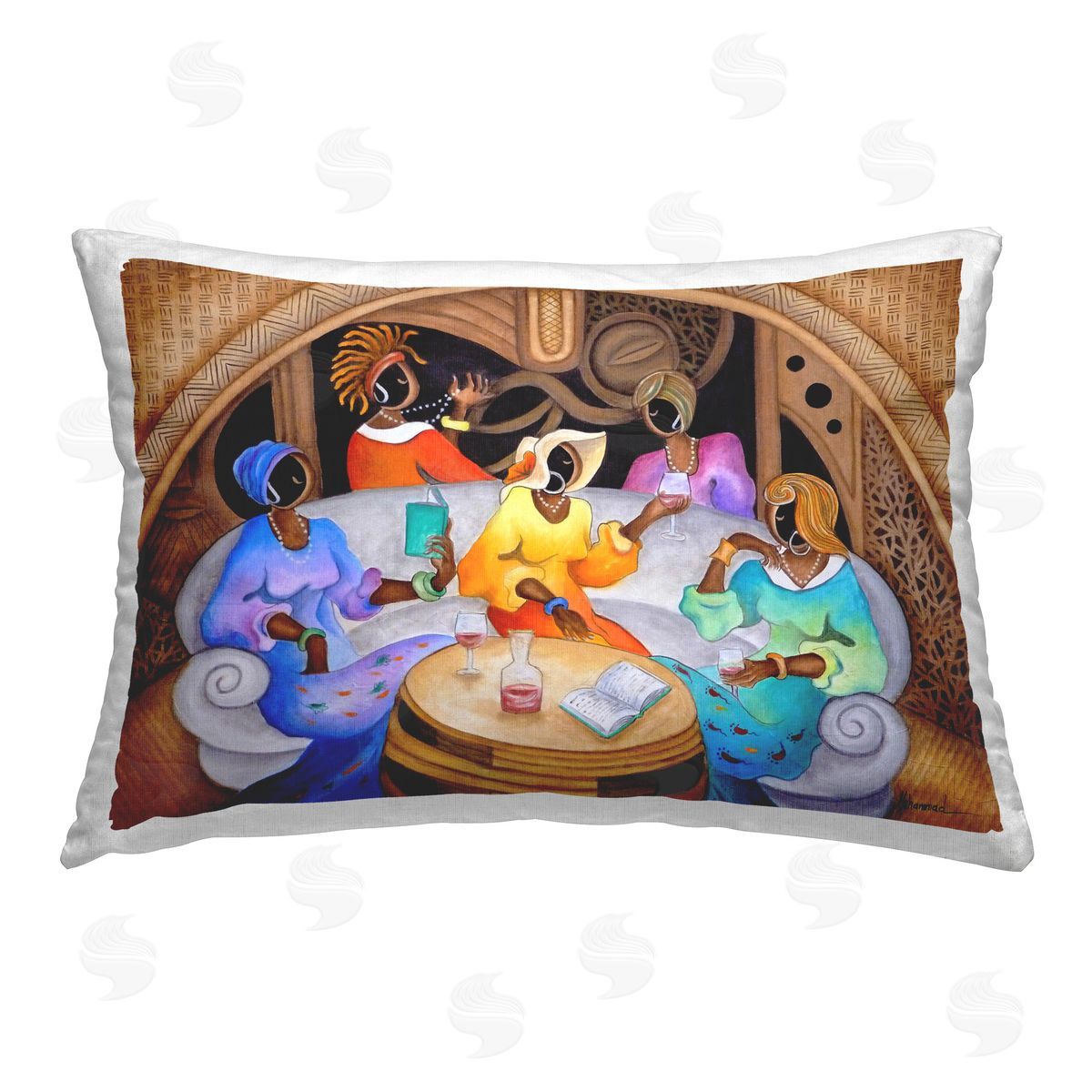 Marcella Hayes Muhammad Girl's Night with Wine Printed Plush Polyester Throw Pillow