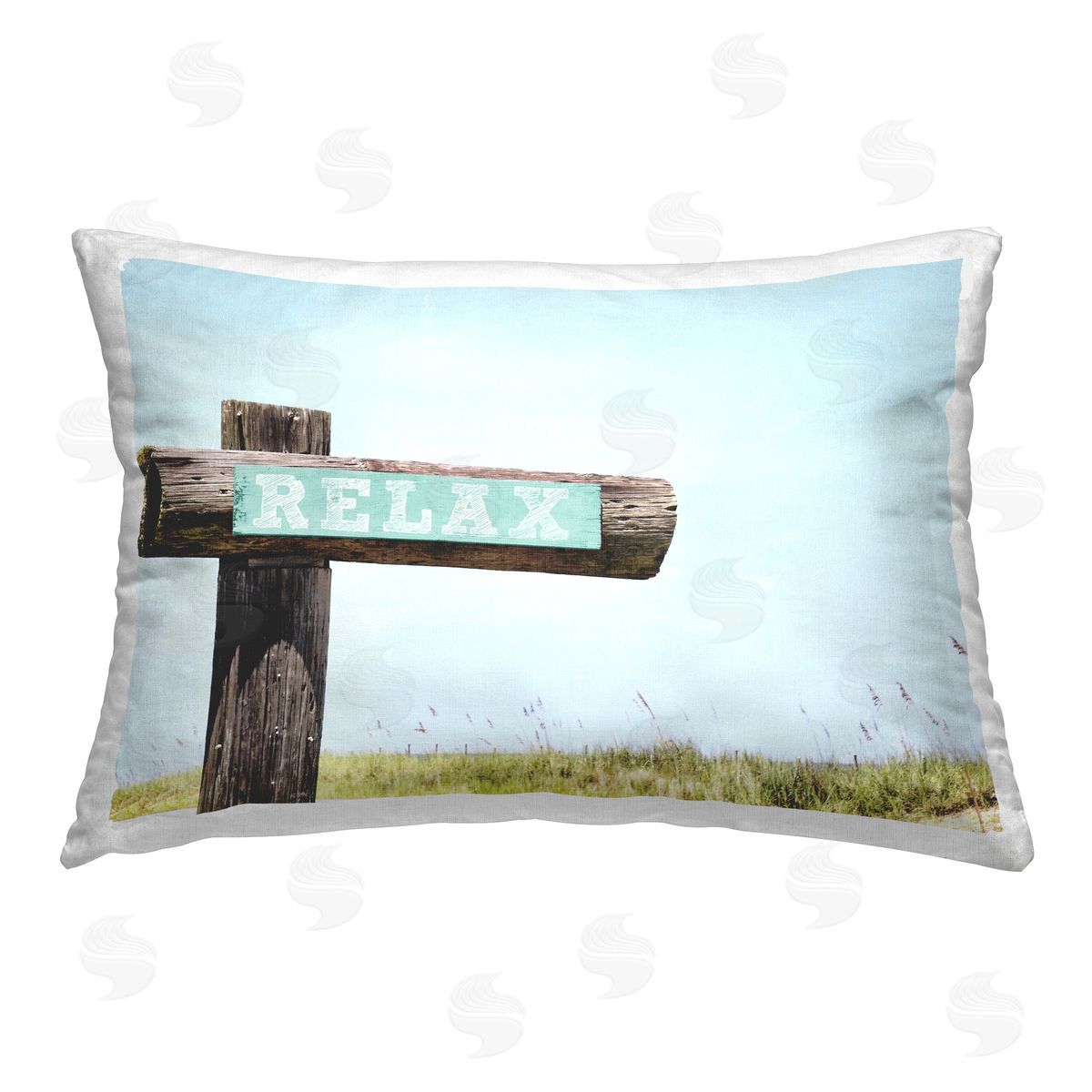 Gail Peck Relax Sign on Beach Printed Plush Polyester Throw Pillow
