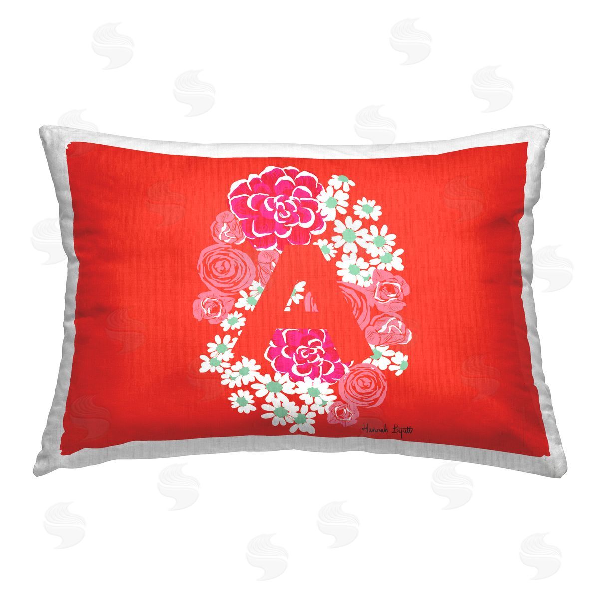 Hannah Byatt Floral Initial Letter A Printed Plush Polyester Throw Pillow