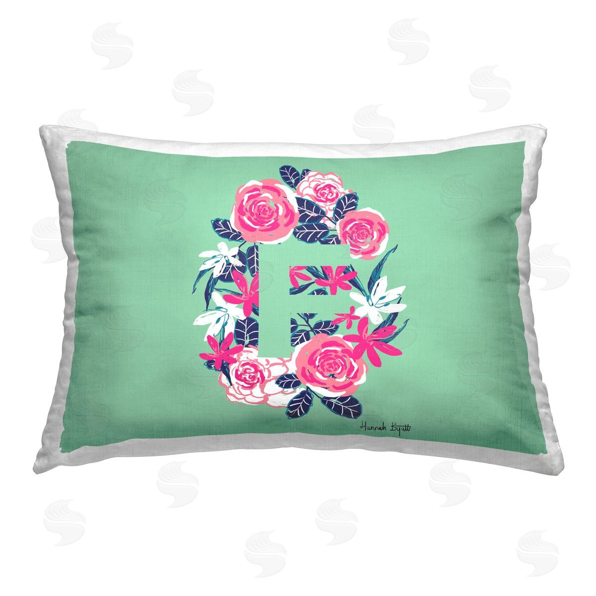 Hannah Byatt Floral Initial Letter F Printed Plush Polyester Throw Pillow