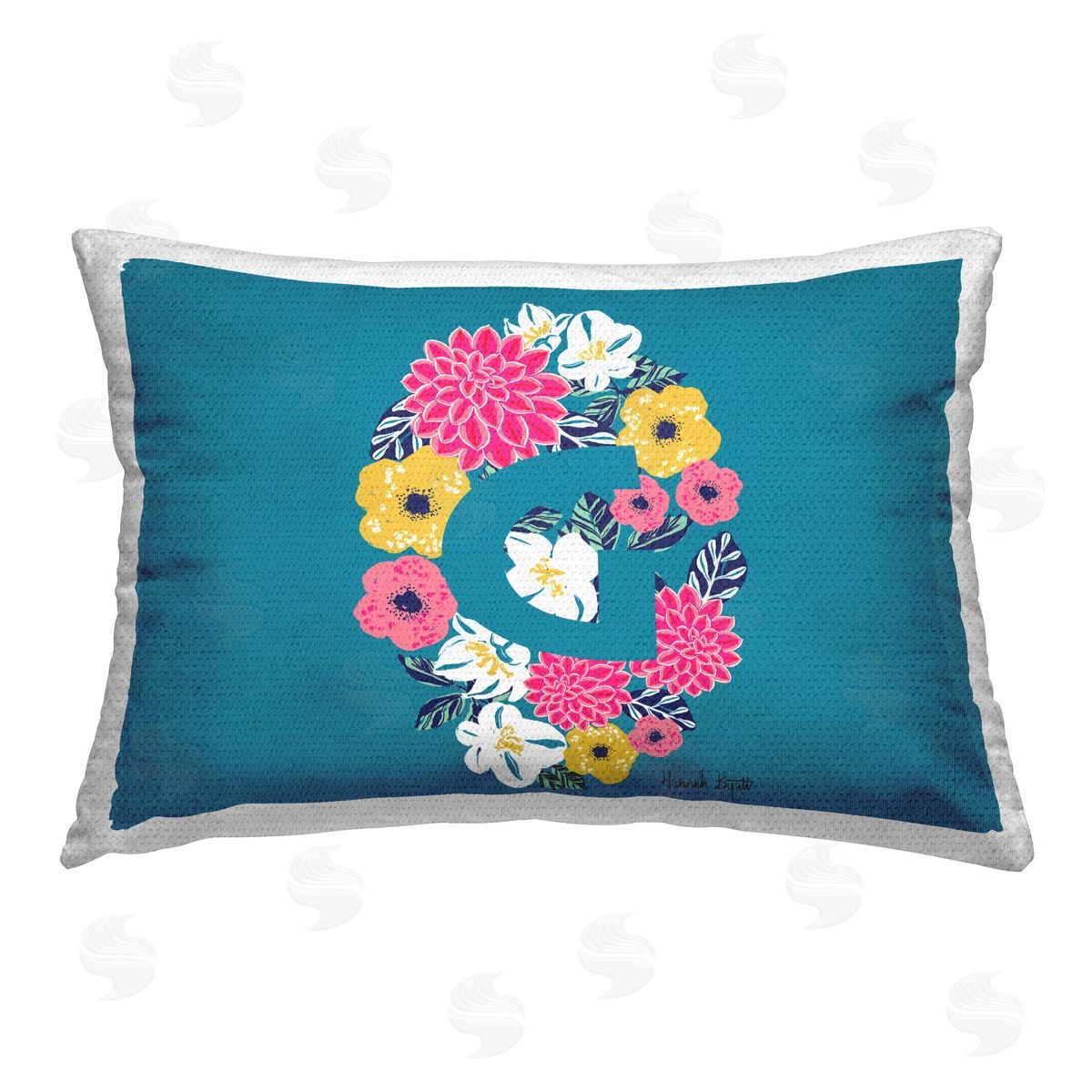 Hannah Byatt Floral Initial Letter G Outdoor Quick-Dry Polyester Printed Throw Pillow