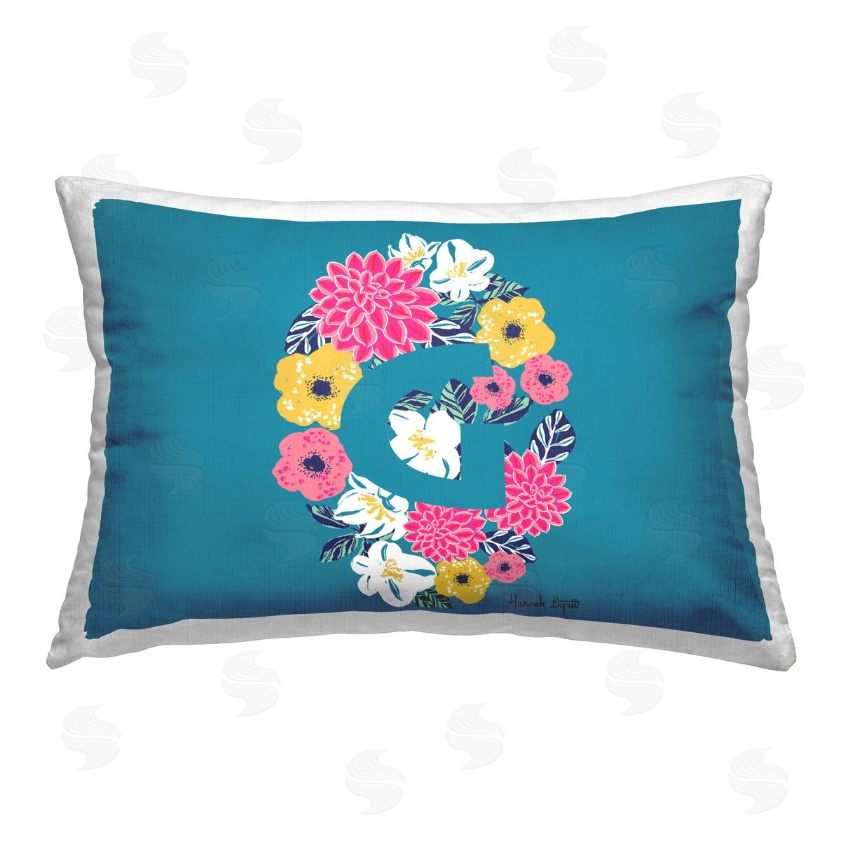 Hannah Byatt Floral Initial Letter G Printed Plush Polyester Throw Pillow