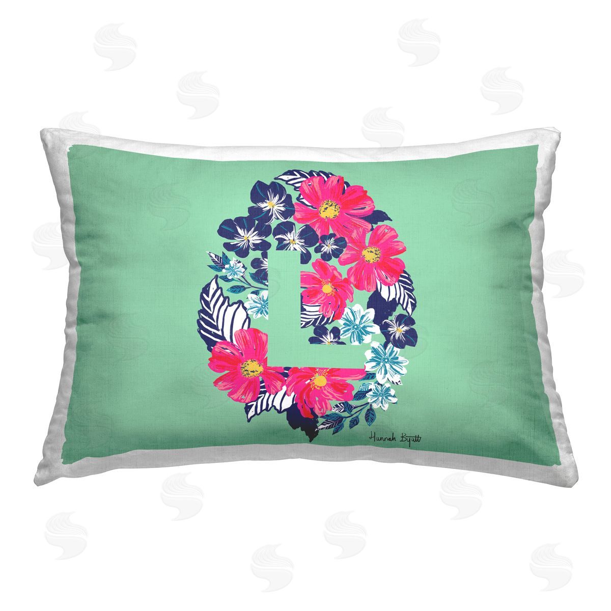 Hannah Byatt Floral Initial Letter L Printed Plush Polyester Throw Pillow