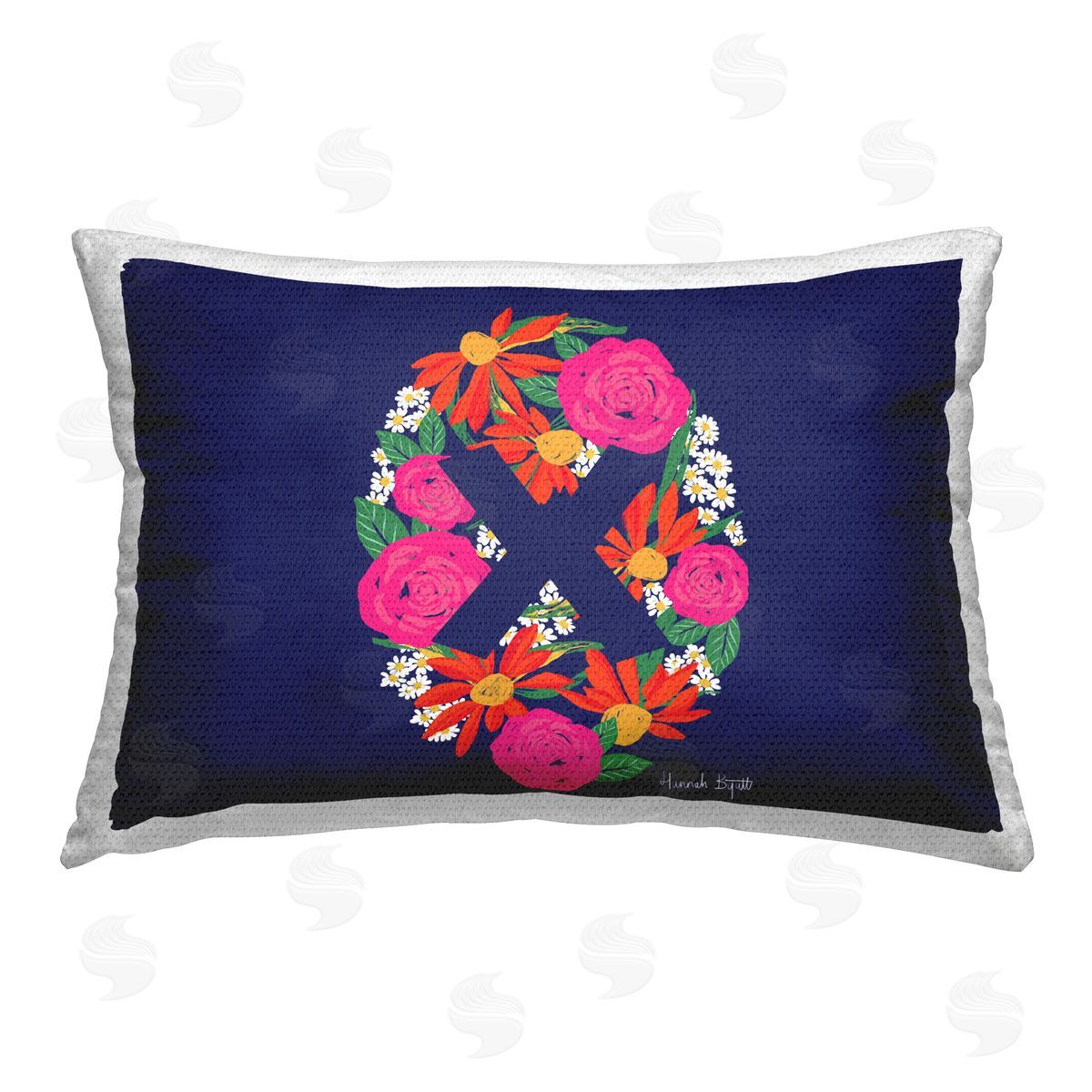 Hannah Byatt Floral Initial Letter X Outdoor Quick-Dry Polyester Printed Throw Pillow