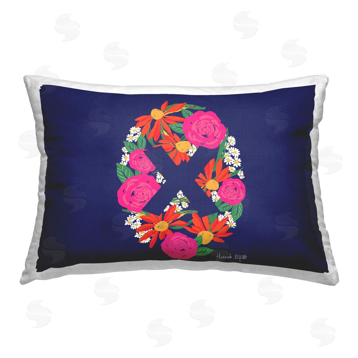 Hannah Byatt Floral Initial Letter X Printed Plush Polyester Throw Pillow