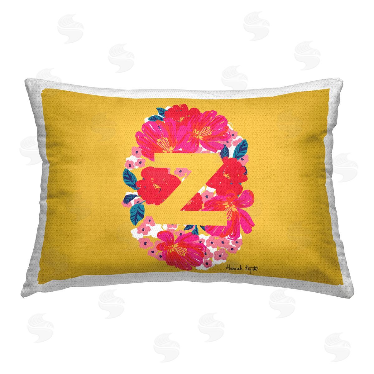 Hannah Byatt Floral Initial Letter Z Outdoor Quick-Dry Polyester Printed Throw Pillow