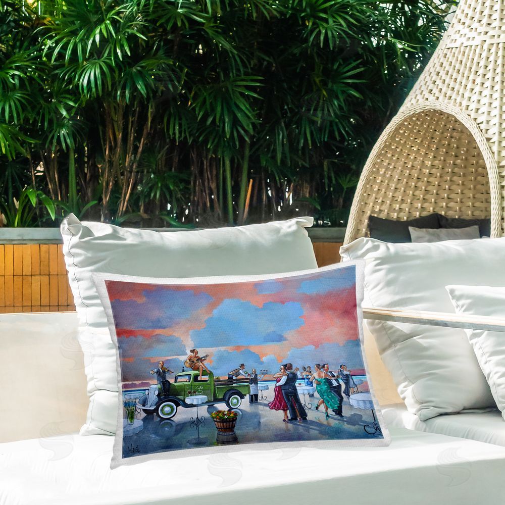 Ronald West Beach Ballroom Dance Outdoor Quick-Dry Polyester Printed Throw Pillow in Back Yard