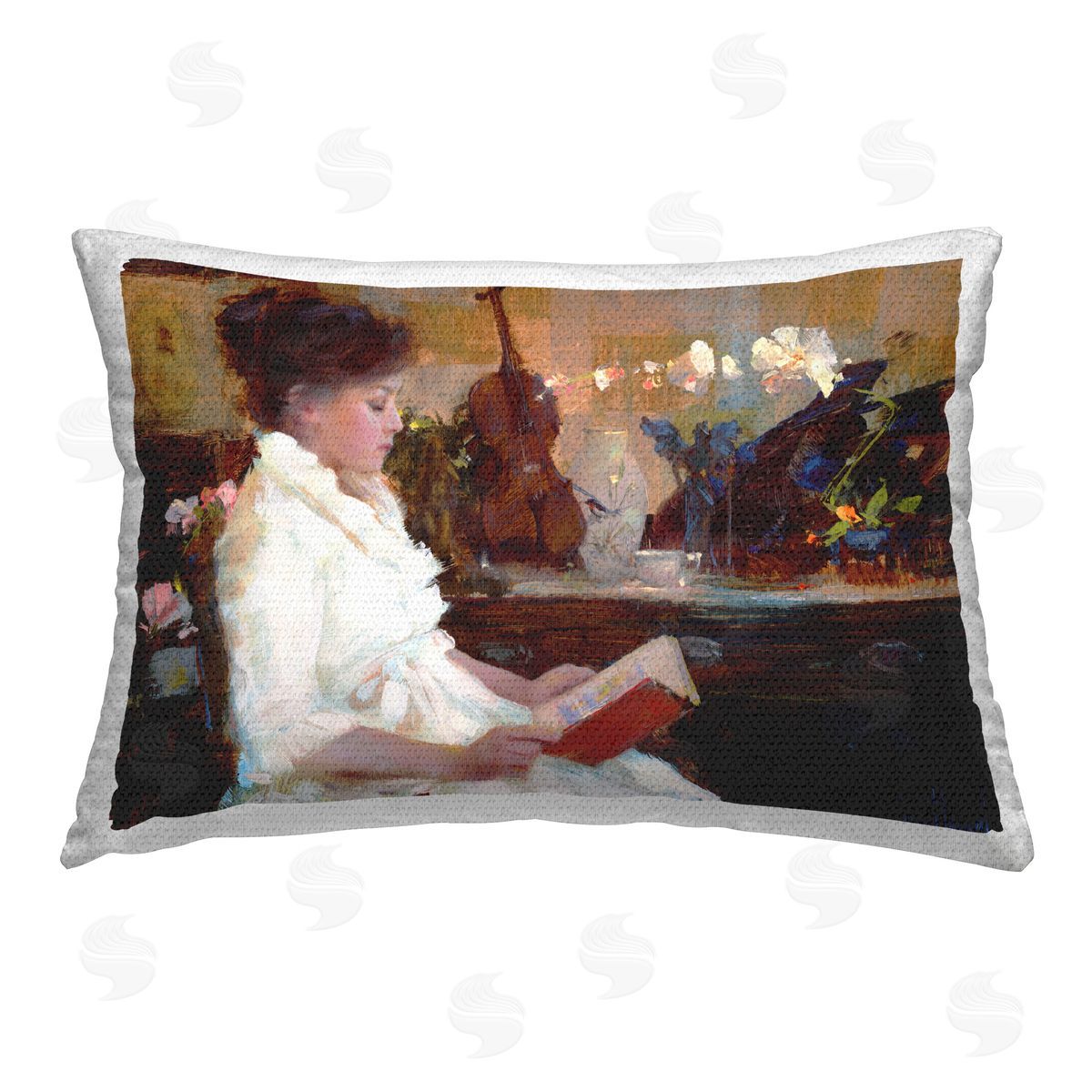 Katie Swatland Classic Girl Reading Outdoor Quick-Dry Polyester Printed Throw Pillow