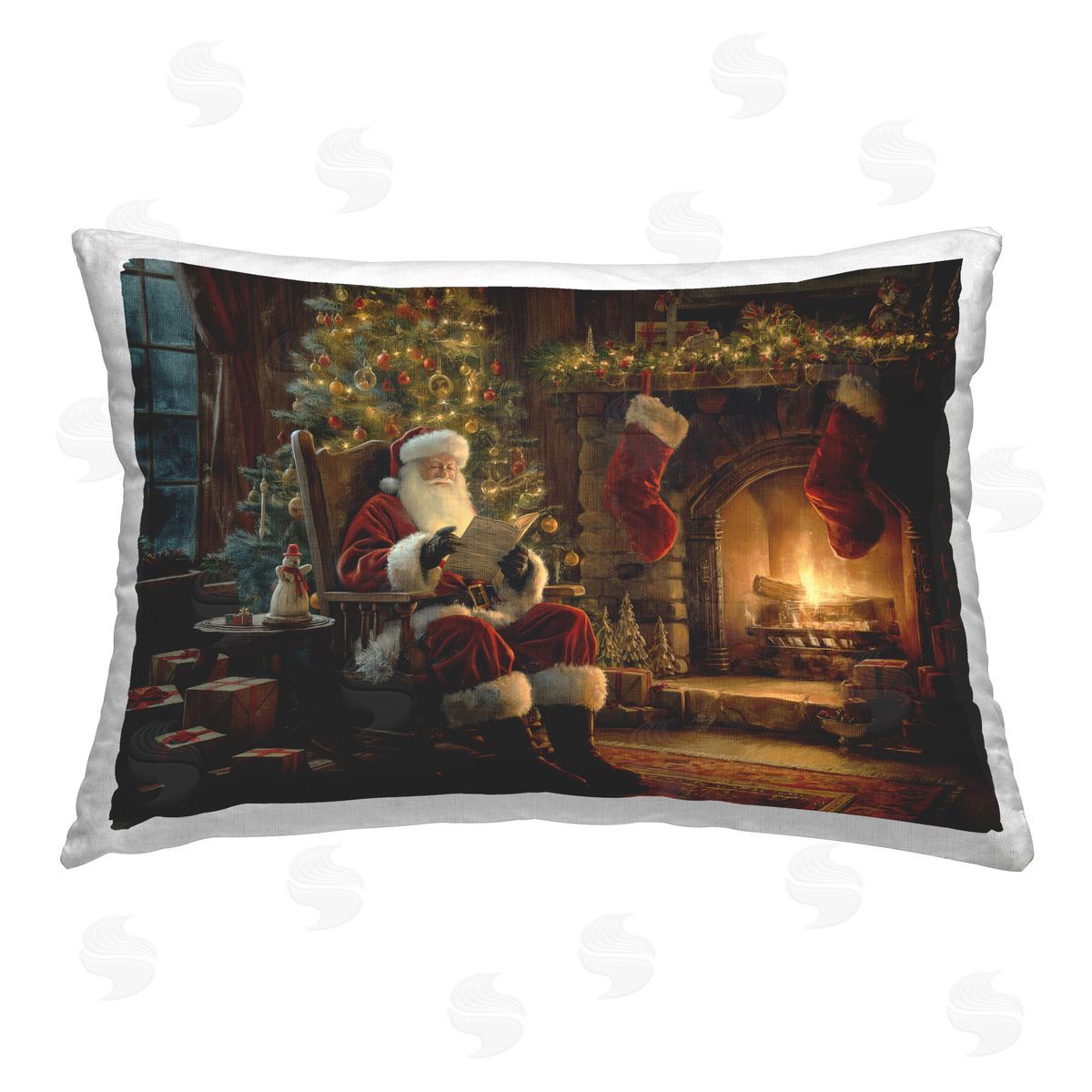 Imagine It Images Santa Claus by Fire Printed Plush Polyester Throw Pillow