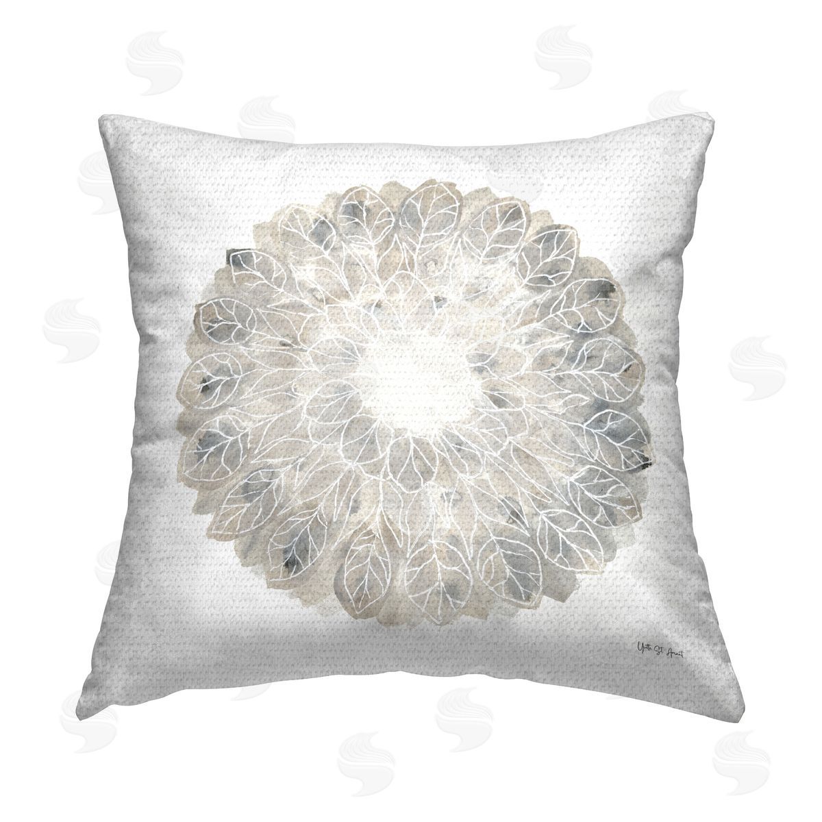 Yvette St. Amant Floral Leaf Pinwheel Outdoor Quick-Dry Polyester Printed Throw Pillow