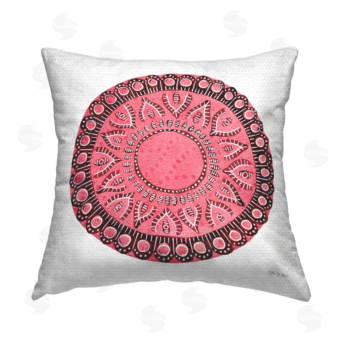 Yvette St. Amant Pink Mandala Pattern Outdoor Quick-Dry Polyester Printed Throw Pillow
