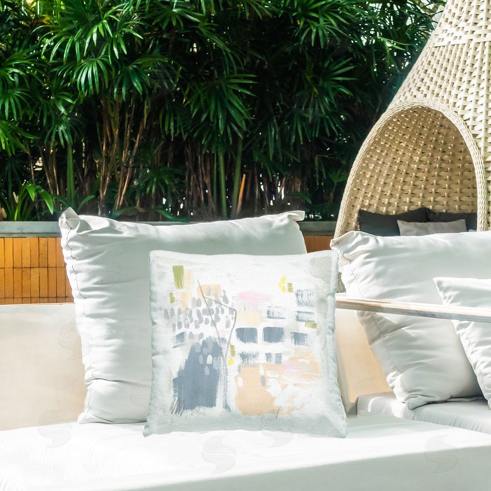 June Erica Vess Varied Pastel Patterns Outdoor Quick-Dry Polyester Printed Throw Pillow in Back Yard