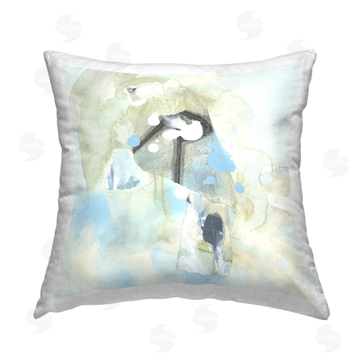 June Erica Vess Soft Blue Complex Abstraction Printed Plush Polyester Throw Pillow
