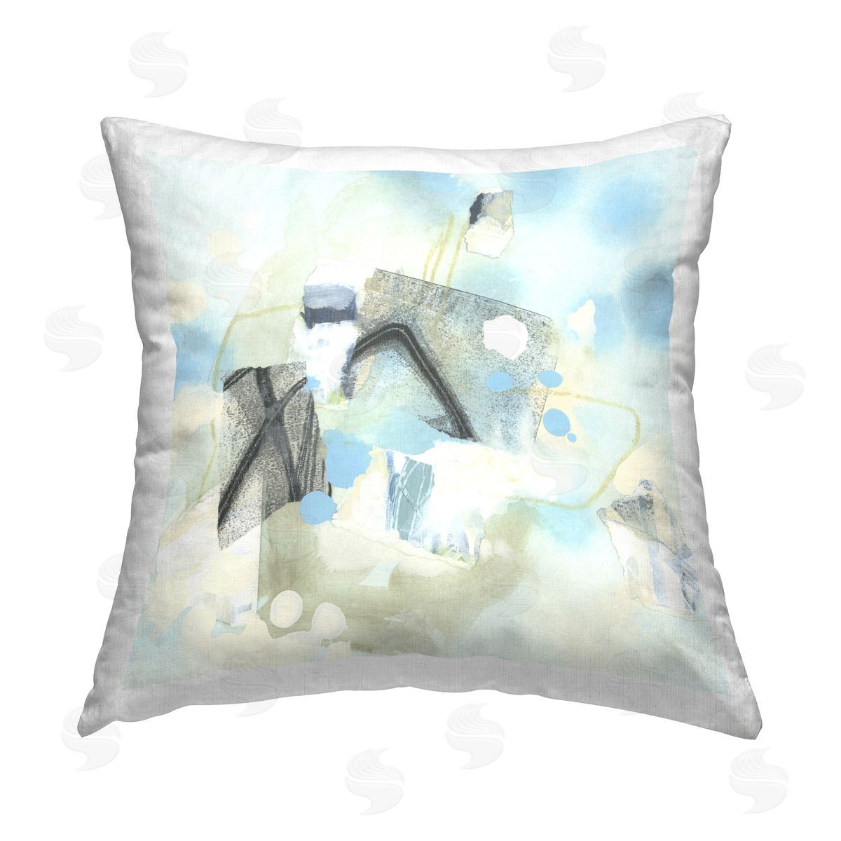 June Erica Vess Expressive Blue Abstraction Printed Plush Polyester Throw Pillow