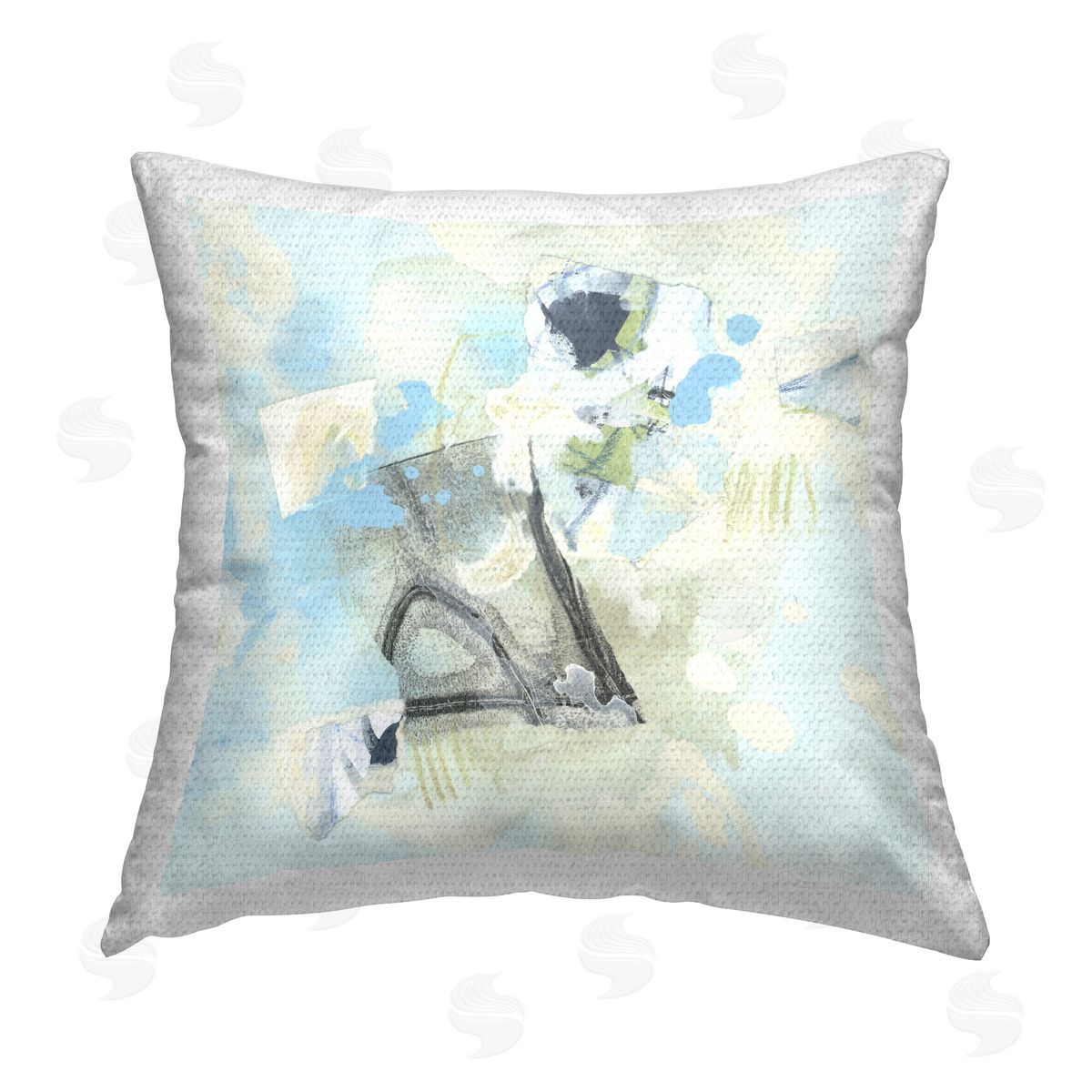 June Erica Vess Blue & Grey Abstract Outdoor Quick-Dry Polyester Printed Throw Pillow