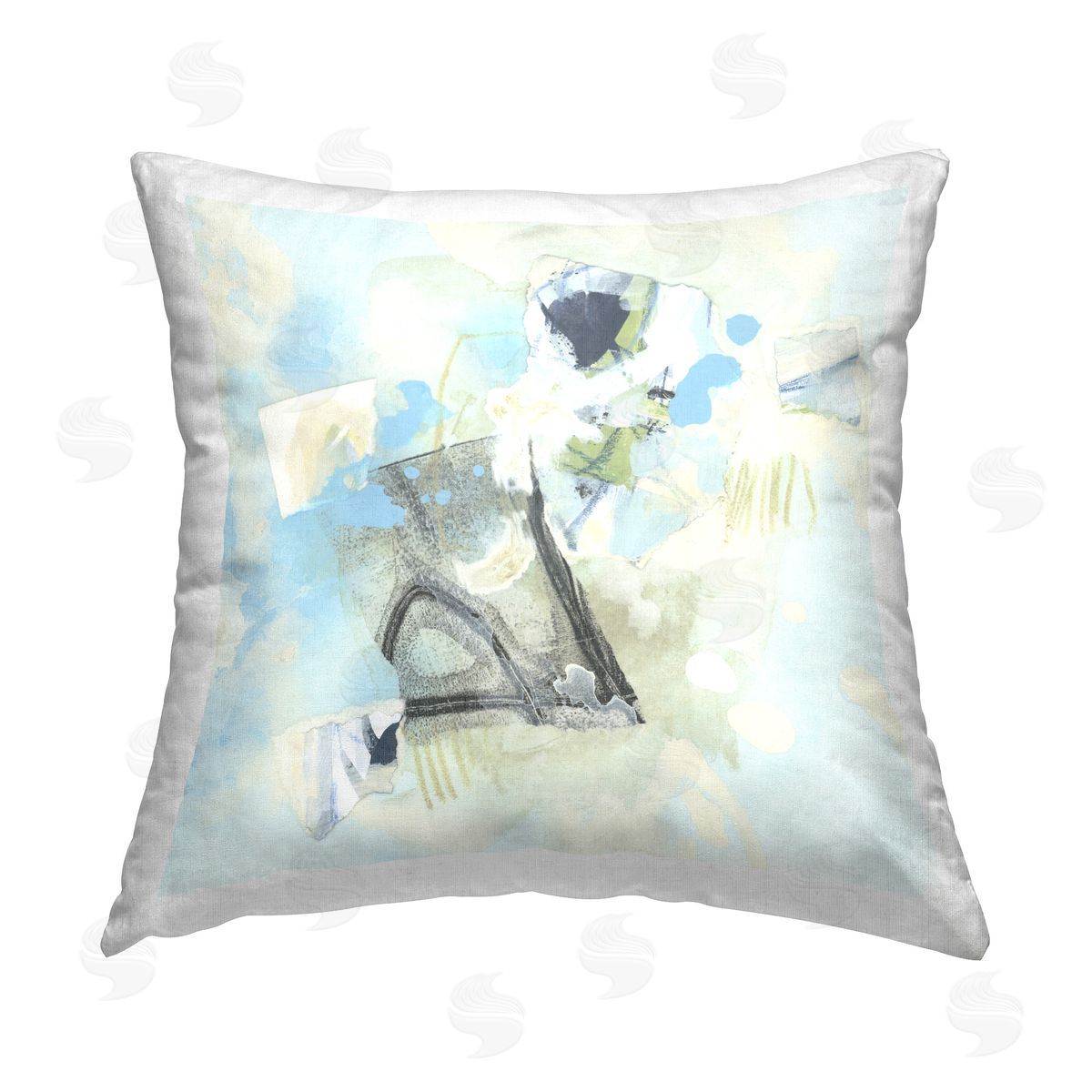June Erica Vess Blue & Grey Abstract Printed Plush Polyester Throw Pillow