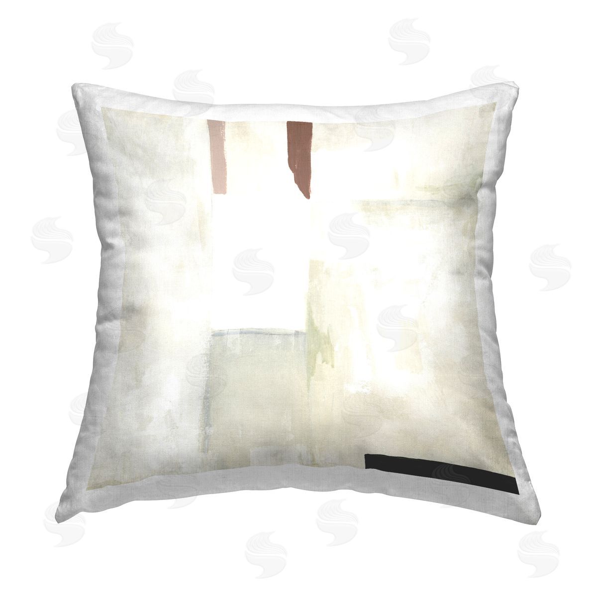 June Erica Vess Neutral Abstract Simplicity Printed Plush Polyester Throw Pillow