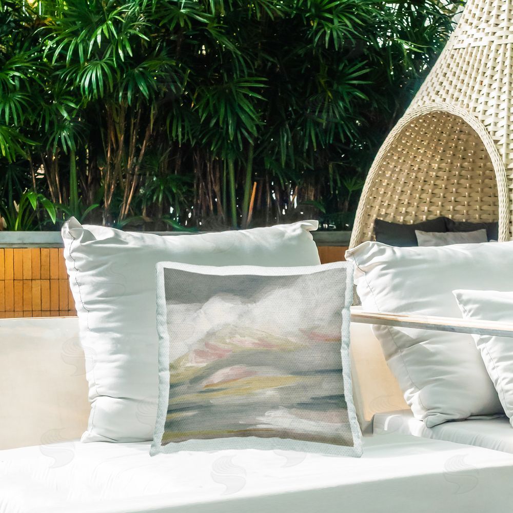 June Erica Vess Storm Clouds Abstraction Outdoor Quick-Dry Polyester Printed Throw Pillow in Back Yard