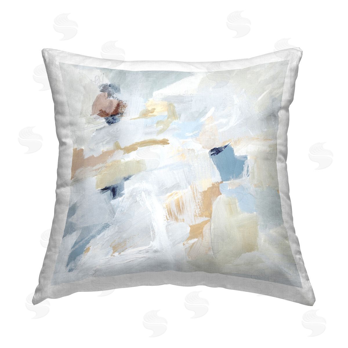 Victoria Barnes Subtle Abstract with Blue Printed Plush Polyester Throw Pillow