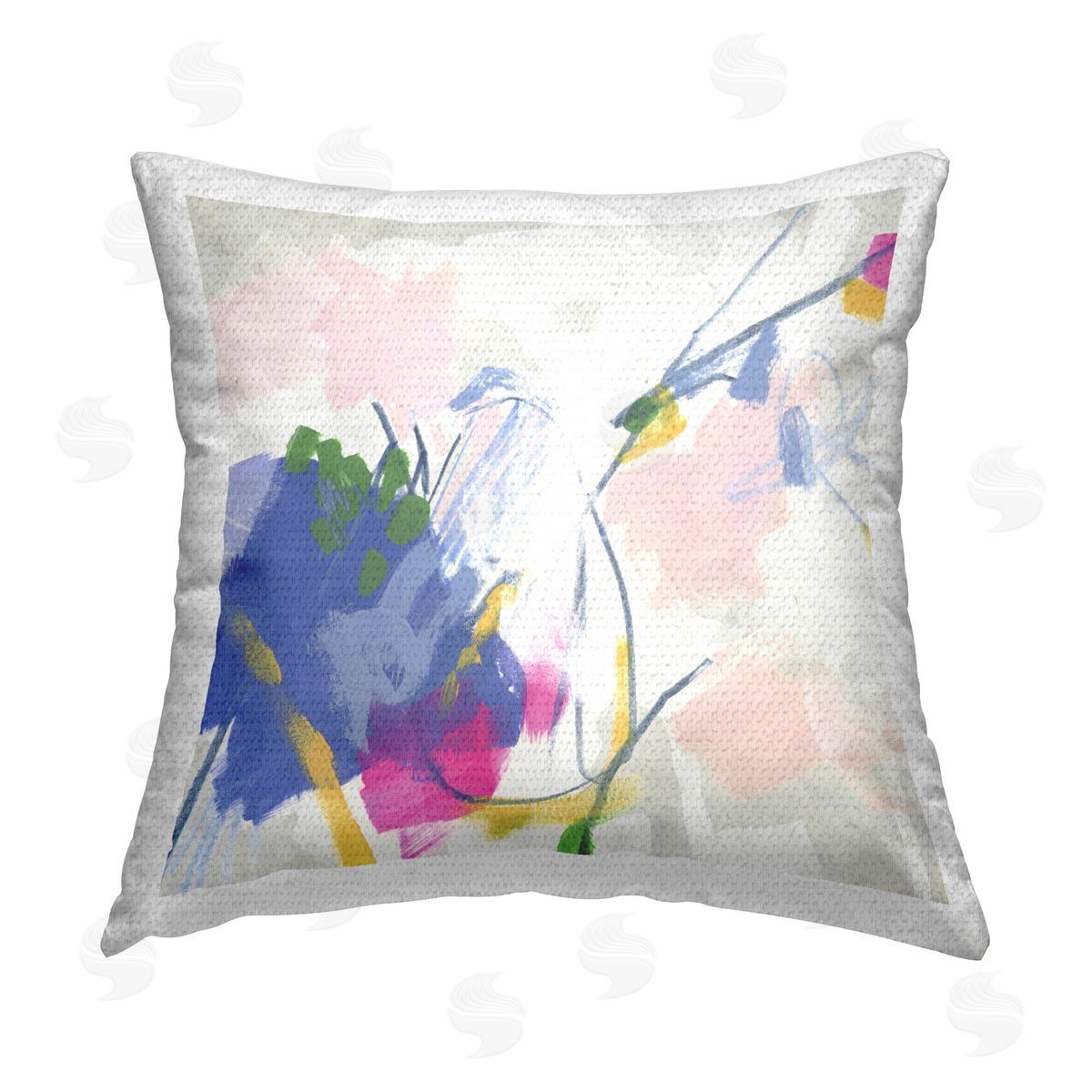 June Erica Vess Pink & Blue Abstraction Outdoor Quick-Dry Polyester Printed Throw Pillow